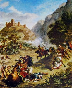 Delacroix: Combattimento di arabi fra le montagne